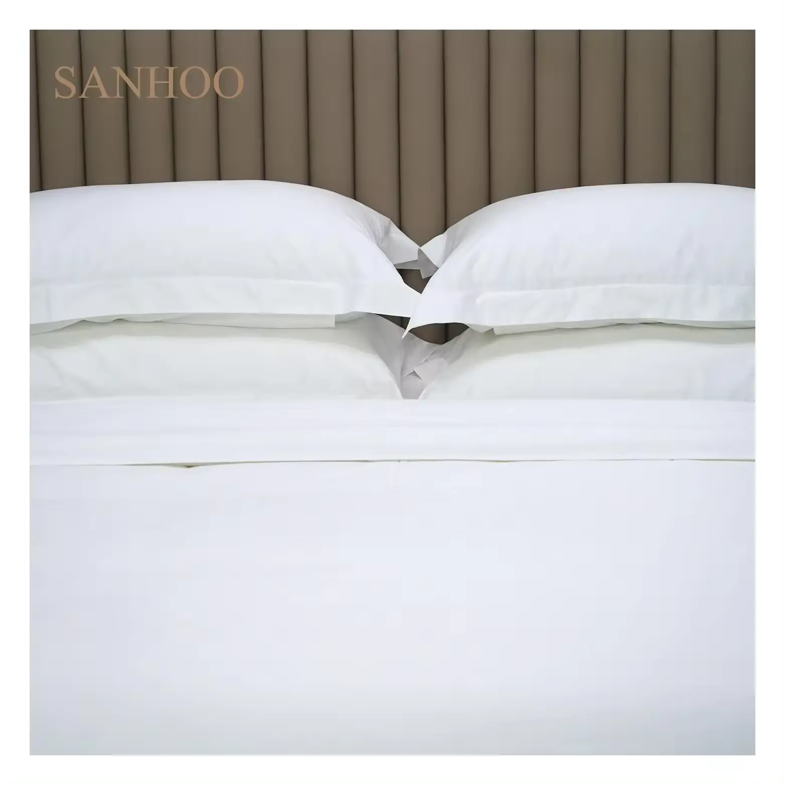 SANHOO O novo conjunto de cama para hotel com desenho popular, lençóis de tecido liso e branco, roupa de cama lavada e bordada