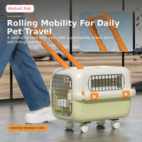 OEM ODM - Sac de transport pour animaux de compagnie en PP rigide avec roulettes, poignée télescopique, ventilation sur quatre côtés, portes métalliques et roues pivotantes avec freins