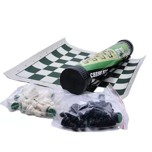 Outdoor plastic chess Portable barreled chess folding Pvc chess set family travel to must checkerboard