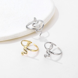 Anillo de Serpiente de Acero Inoxidable con Circonita Cúbica, Joyería Fina para Boda - Product Image 1