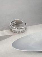 1 Bague unisexe tendance en acier inoxydable, double ligne, style éternité, à empiler sur les phalanges