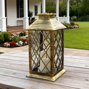Lanterne solaire d'extérieur à 3 LED, bougie vacillante sans flamme, en cuivre et plastique, étanche IP65, lampe suspendue pour jardin - Product Image 5