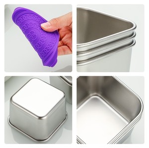 6oz tái sử dụng thép không gỉ Snack <span class=keywords><strong>container</strong></span> Leak-proof Stackable nhỏ Kim loại thực phẩm <span class=keywords><strong>container</strong></span> với Silicone có nắp đậy - Product Image 5