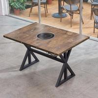 Modernes Minimalistisches Hotel-Restaurant Esszimmerstuhl und Tisch-Set mit Metall- und Holzmaterialien