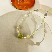 Collier en alliage de zircon synthétique vert perlé pour femme TANGPEI, bijoux de mode