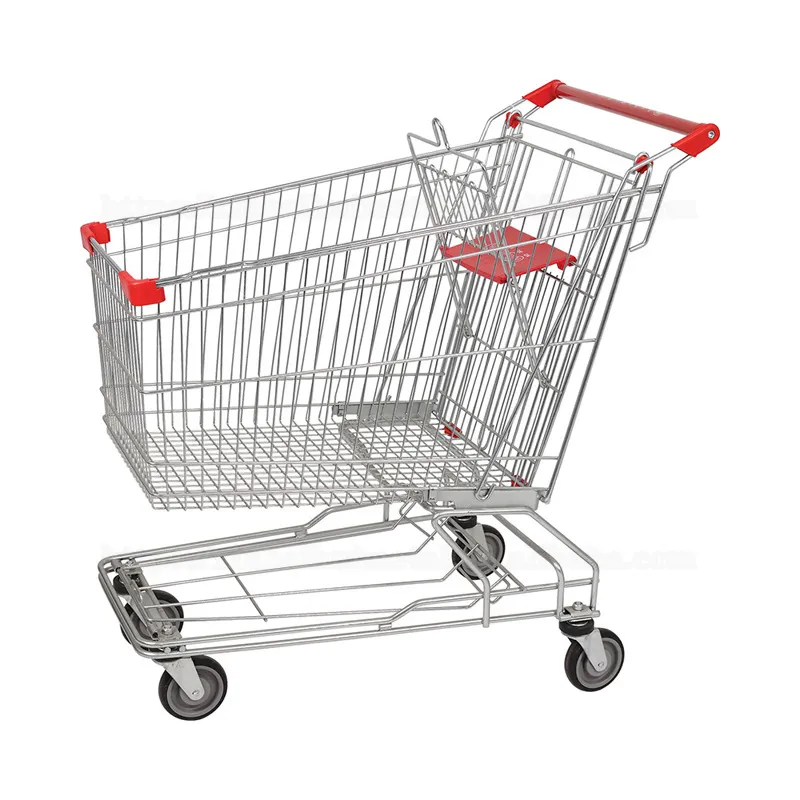 Süpermarket için kaliteli alışveriş sepeti ile yeni stil taşınabilir kılıf alışveriş arabası