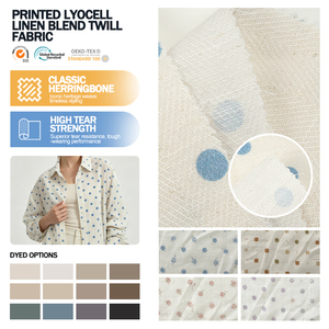 Tela de Primera Calidad Personalizada en Rollo, Tejida e Impresa, de Lyocell, Viscosa, Nailon y Lino, con Diseño de Espiga, para Prendas Femeninas - Product Image 1
