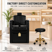 Fauteuil de pédicure noir et or en cuir PU, design traditionnel, station de pédicure pour salon de beauté, repose-pieds roulant, chambre à coucher, extérieur