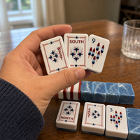Nouveauté 2026 : Grandes tuiles de Mahjong en cristal à 4 couches, style américain, avec mélangeur de tuiles pour soirées jeux à la maison