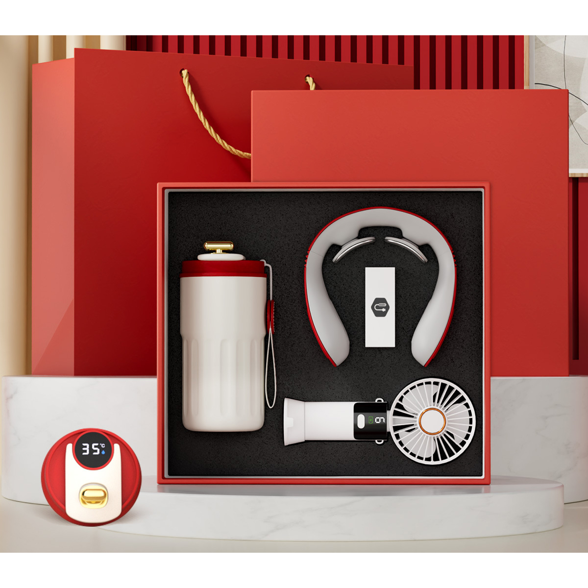 Mini ventilateur + Masseur de cou + Ventouse 350