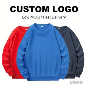 280G Winter Long Sleeve Crew Neck Pullover Base Shirt Loose <b>Combed</b> Cotton New Autumn Apparel - Product Image 3