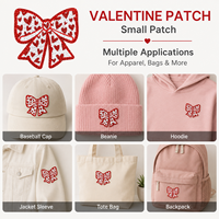 Prêts à expédier : Patchs Saint-Valentin, Badges à sequins Cœur Rouge, Appliques thermocollantes Disco Cerise Nœud pour Chapeaux - Vente en gros en stock