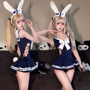 2025 New Style Women's Sexy Cute <strong>Bunny</strong> <strong>Costume</strong> Hot Erotic Temptation Transparent Jumpsuit Dress Woven Cosplay Lingerie Set Half - Product Image 1
