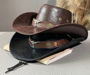 Người Đàn Ông Của Phụ Nữ Của Tây Cao Bồi Giả Da <span class=keywords><strong>Hat</strong></span> Rộng vành Bull Phụ Kiện Cho Du Lịch Câu Cá Ngoài Trời Trở Lại Trường Học Năm Mới - Product Image 2