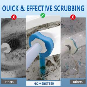 Kit de brosse de nettoyage des toilettes jetable CF, brosse à toilettes, kit de 8 recharges pour un nettoyage en profondeur efficace, ensemble de porte-brosse de toilettes jetable - Product Image 2