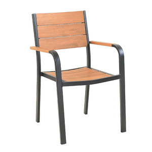 Silla de Aluminio y Madera para Exteriores, Jardín, Patio, Balcón, Resistente a la Intemperie, Diseño Contemporáneo - Product Image 1