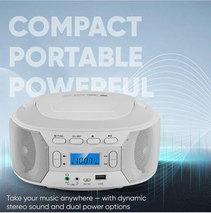 Lecteur CD portable Boombox avec radio FM, lecteur de musique MP3 USB, écran LCD, pour la maison, la chambre, coque en plastique, système audio rétro - Product Image 4