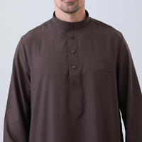 Nouvelle Thobe de style saoudien 2026 pour hommes, Robe arabe musulmane beige à manches longues, Jubba, Vêtement islamique, Qamis, Dishdasha pour Ramadan et Aïd