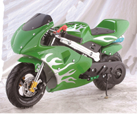Mini-moto 49cc, moteur 2 temps refroidi par air, démarrage manuel, vitesse maximale 40-60 km/h