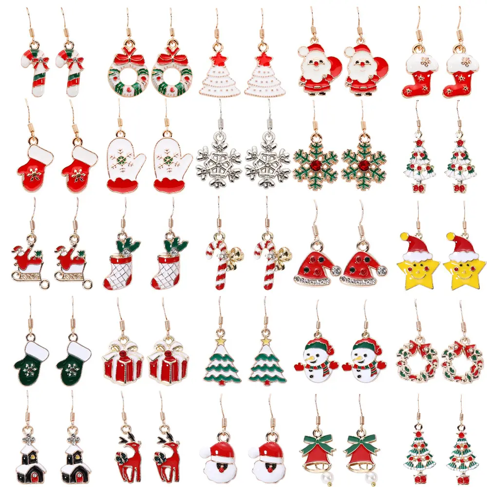 2021 New Arrival S925 Sterling Silver Needle Christmas Earrings Female Korean Christmas Snowflake Santa Claus Bell Hook Earrings