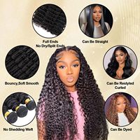 Extensions de cheveux 15A 100% Remy vierges, provenant d'un seul donneur, ondulées, en lots, double trame machine, non traitées, effet mouillé rapide, noir naturel