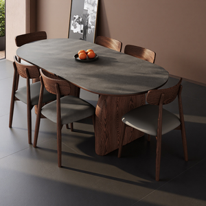Nuovo Stile Lussuoso Tavolo da Pranzo <span class=keywords><strong>in</strong></span> Legno Massello di Noce con Bordo Naturale, Assemblato e Personalizzabile, per 6 Persone, Arredamento per Casa e Ristorante - Product Image 2