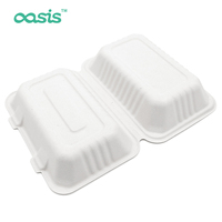 Boîte à lunch jetable biodégradable en pulpe de canne à sucre, compatible micro-ondes, avec couvercle à charnière, récipient alimentaire bio étanche