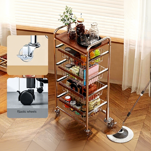 Étagère <span class=keywords><strong>de</strong></span> rangement multifonctionnelle à 5 niveaux en acier antique, panier amovible pour fruits et légumes, pour cuisine, salle <span class=keywords><strong>de</strong></span> bain, salon - Product Image 3