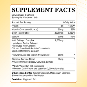 Cápsulas de Colágeno Saludables al por Mayor OEM con Complejo Multicolágeno, Favorecen la Salud de los Huesos y Promueven una Digestión Saludable - Product Image 2
