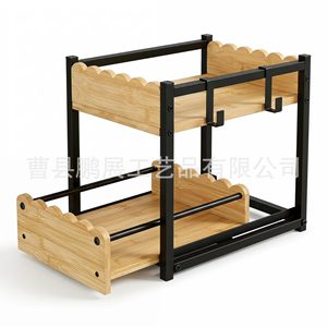 Étagère de rangement en bois à double couche avec tiroir pour articles de soins personnels et usage en cuisine - Product Image 5