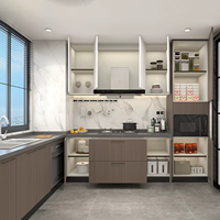 Meubles de cuisine modulaires modernes haut de gamme, étanches, durables, finition brillante, matériaux écologiques, tiroirs de qualité hospitalière