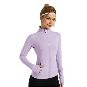 Wholesale YojaFlex Women's Sport Jackets Custom Logo Long-sleeve Yoga Tops Casual Outerwear Running Stand-collar Slim <b>Zip</b>-<b>up</b> - Product Image 1
