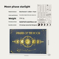 Ensemble de tampons en bois Phases de Lune et Étoiles avec boîte en bois – Matériaux de décoration pour journal DIY