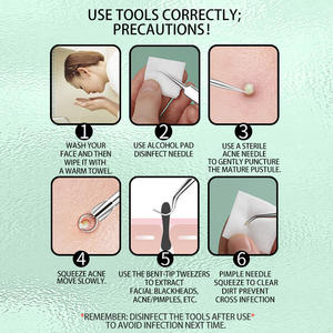 7Pcs Chuyên Nghiệp Thép Không Gỉ Đầu Màu Đen Công Cụ Loại Bỏ Kit Mụn Kim Loại Bỏ Mụn Trứng Cá Với Trường Hợp - Product Image 5