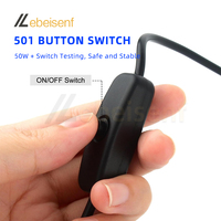 Kabel Saklar Tombol 5V 12V 501 22 AWG USB 2.0 2-Pin 2-Core 1.5M Hitam Putih Konektor Kabel Catu Daya Elektronik dengan Tombol On/off