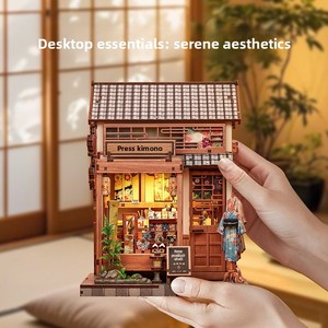 Kit de Manualidades para Construir una Librería en Miniatura con Diseño de Kimono Japonés en 3D, Rompecabezas de Madera con Luz LED, Diorama Educativo, Decoración para Librería, Regalo para Adultos - Product Image 3