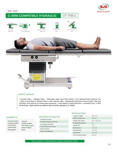 Table OT hydraulique compatible C-Arm en acier inoxydable adaptée à la salle d'opération du fournisseur indien - Product Image 2