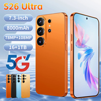 S26 Ultra, Teléfono Inteligente Android 5G para Redes Sociales, Edición Global 2026, 16GB 1TB, Pantalla de 7.3 Pulgadas, Batería de 8000mAh, Cámara de Belleza, Deca-Core