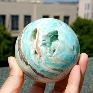 Boule de cristal minéral bleu de haute qualité de 5-6cm ornements de couleur bleue et <span class=keywords><strong>blanche</strong></span> artisanat en cristal sphère d'hémimorphite - Product Image 6