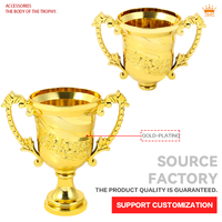 Trophée miniature en plastique plaqué or personnalisable avec logo, 3 tailles, pour enfants, idéal pour les remises de diplômes