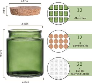 100ml 200ml Clear Amber Green Black Round Bottom Candle Jars with Cork <b>Lids</b> and Box-Reusable Heat Resistant Christmas Home <b>Decor</b> - Product Image 2