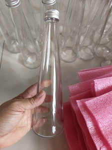 Vente en gros de bouteille de boisson en verre sans BPA de 250ml/330ml, bouchon à vis de conception de cône vide pour thé au lait infusé à froid, eau minérale, <span class=keywords><strong>tequila</strong></span> - Product Image 5