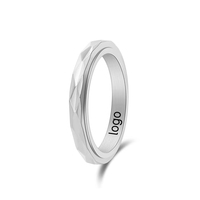 Bague en acier inoxydable de 3mm argent or rose motif diamant noir avec bague rotative femelle en acier inoxydable bagues de doigt 534