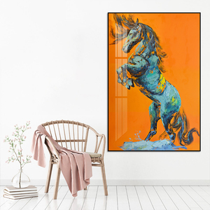 Un caballo pintado de pie sobre dos patas hermoso arte de pared de animales para el hogar imagen impresa en lienzo póster para Decoración - Product Image 1