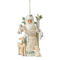 Ornement de Noël Artisanal en Résine Vividant la Scène du Père Noël avec Oiseaux et Cerfs, Ne Se Décolore Pas, pour Arbre de Noël, à Suspendre