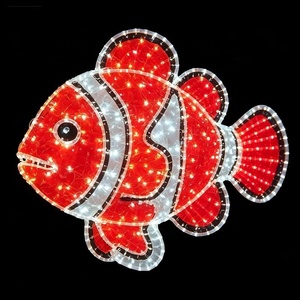 Sculpture <span class=keywords><strong>de</strong></span> poisson en métal 3D avec éclairage LED multicolore pour Noël et le Nouvel An, résistante aux intempéries, pour extérieur/jardin, festival - Product Image 3