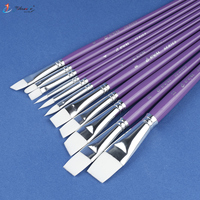 Lot de 11 pinceaux professionnels en nylon pour artistes, manche en bois violet, pour aquarelle, visage et corps