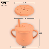 Tasse pliable en Silicone pour bébé, récipient anti-déversement, à boire de l'eau, avec paille et poignée