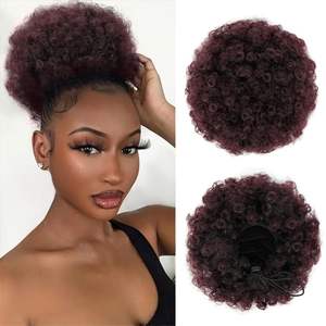 Synthetique Synthétique Bande Élastique Cordon Postiches <span class=keywords><strong>pour</strong></span> <span class=keywords><strong>Chignon</strong></span> <span class=keywords><strong>Chignon</strong></span> Bouffée Naturel Noir Afro Crépus Bouclés Queue de Cheval - Product Image 1