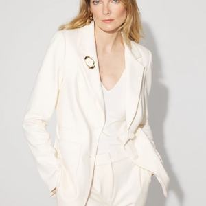 Blazer elegante personalizado para mujer Top de patrón sólido lavable con botones de solapa y bolsillos Método tejido - Product Image 2